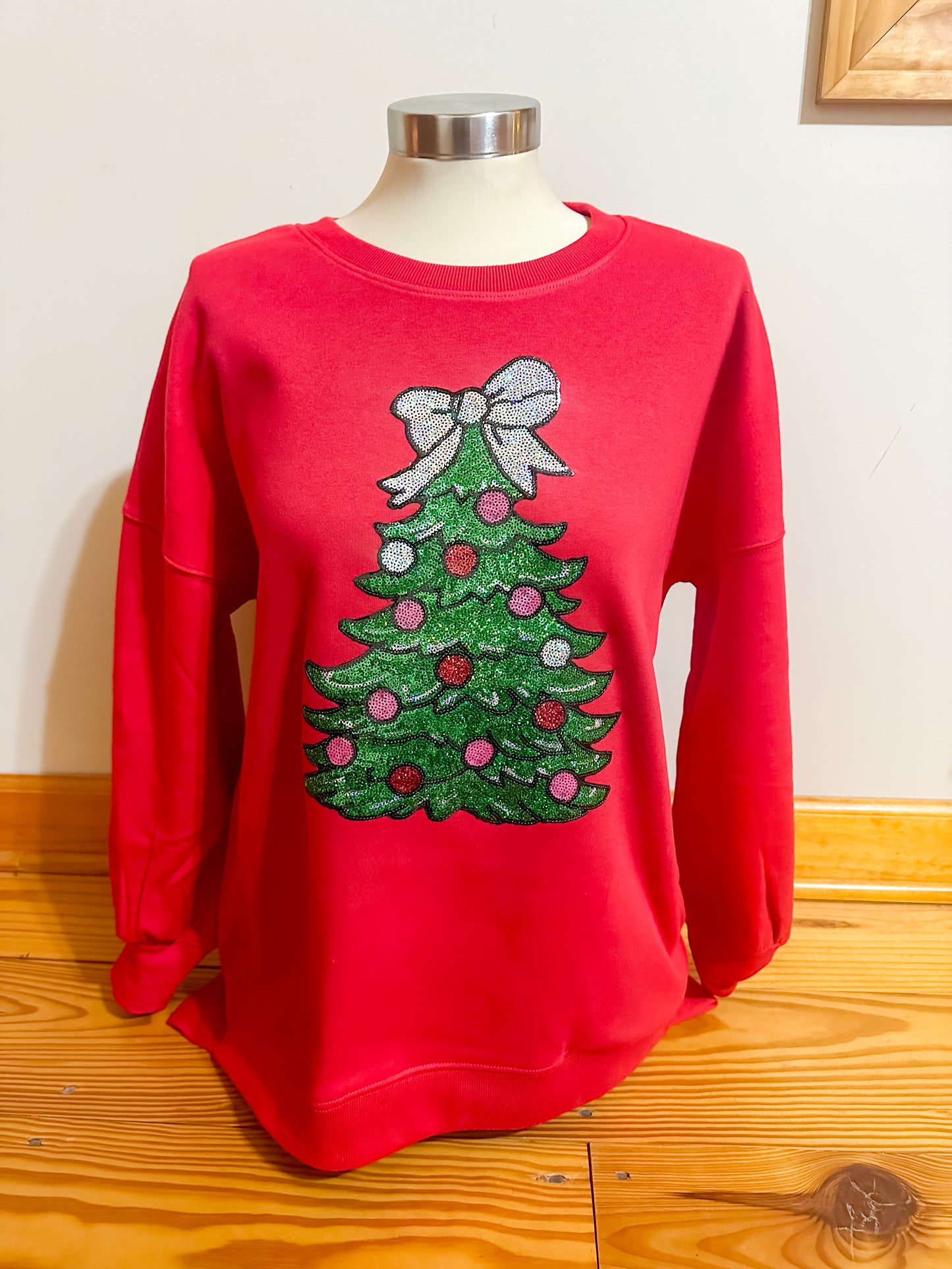 Christmas Tree Sequin Patch Sweatshirt
