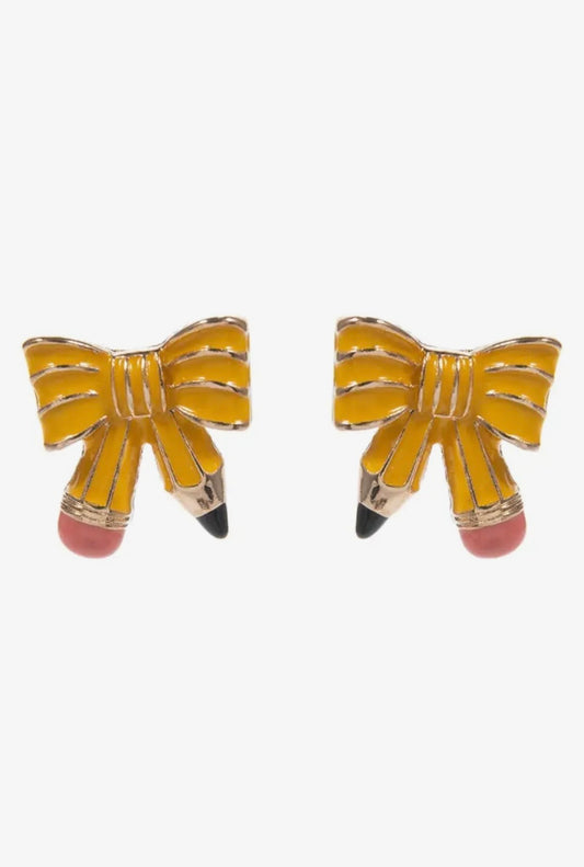 Enamel Bow Pencil Earrings