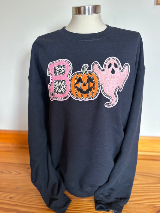 BOO chenille patch Sweatshirt