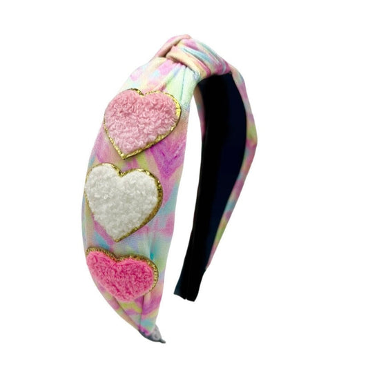 Heart Varsity Tie Dye Top Knot Headband