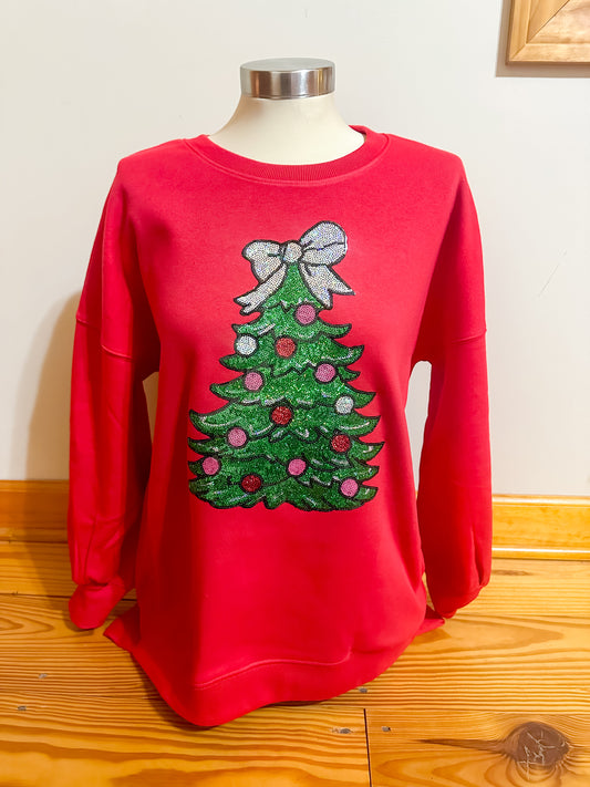 Christmas Tree Sequin Patch Sweatshirt