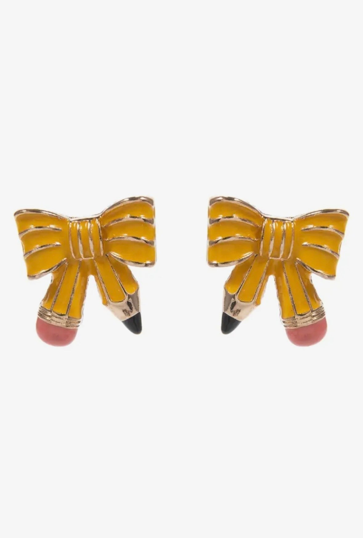 Enamel Bow Pencil Earrings