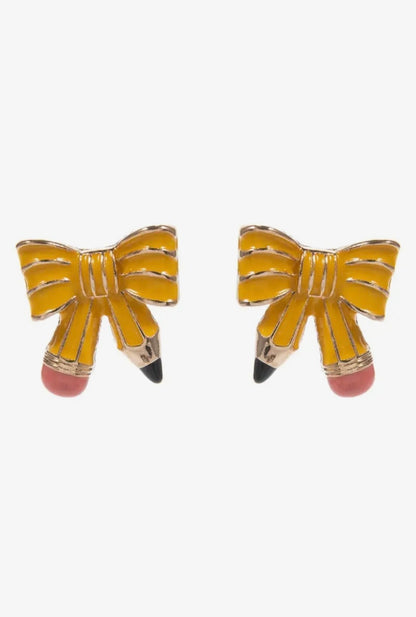 Enamel Bow Pencil Earrings