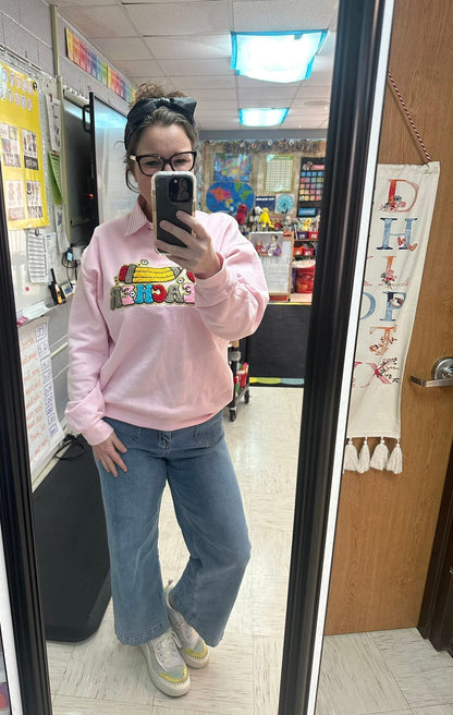 Teacher Pencil patch Sweatshirt