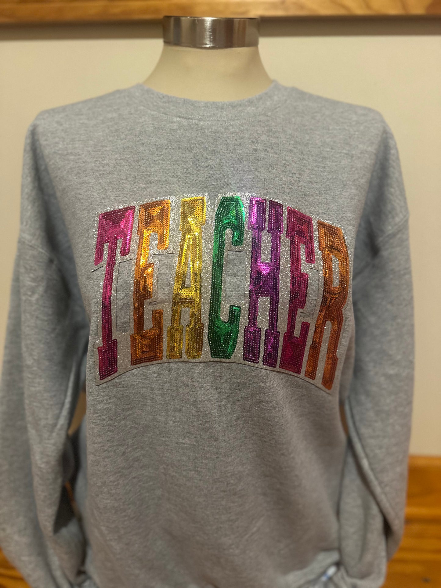 Sequin Teacher Patch Sweatshirt