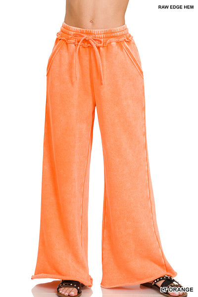 Acid Wash Fleece Palazzo Sweatpants