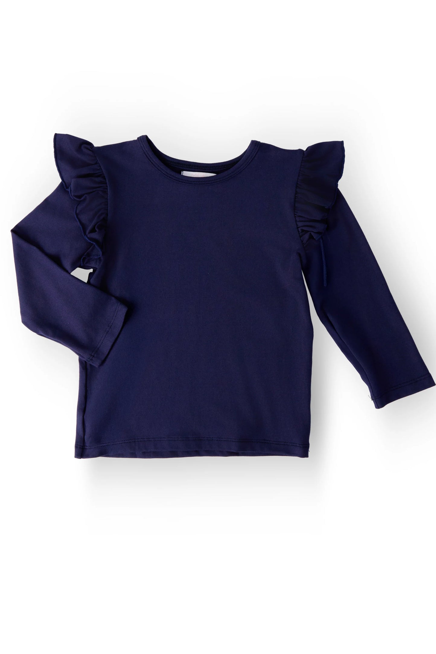 Navy L/S Ruffle Tee