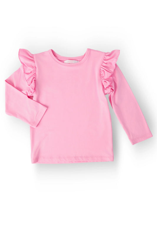 Bubblegum Pink L/S Ruffle Tee