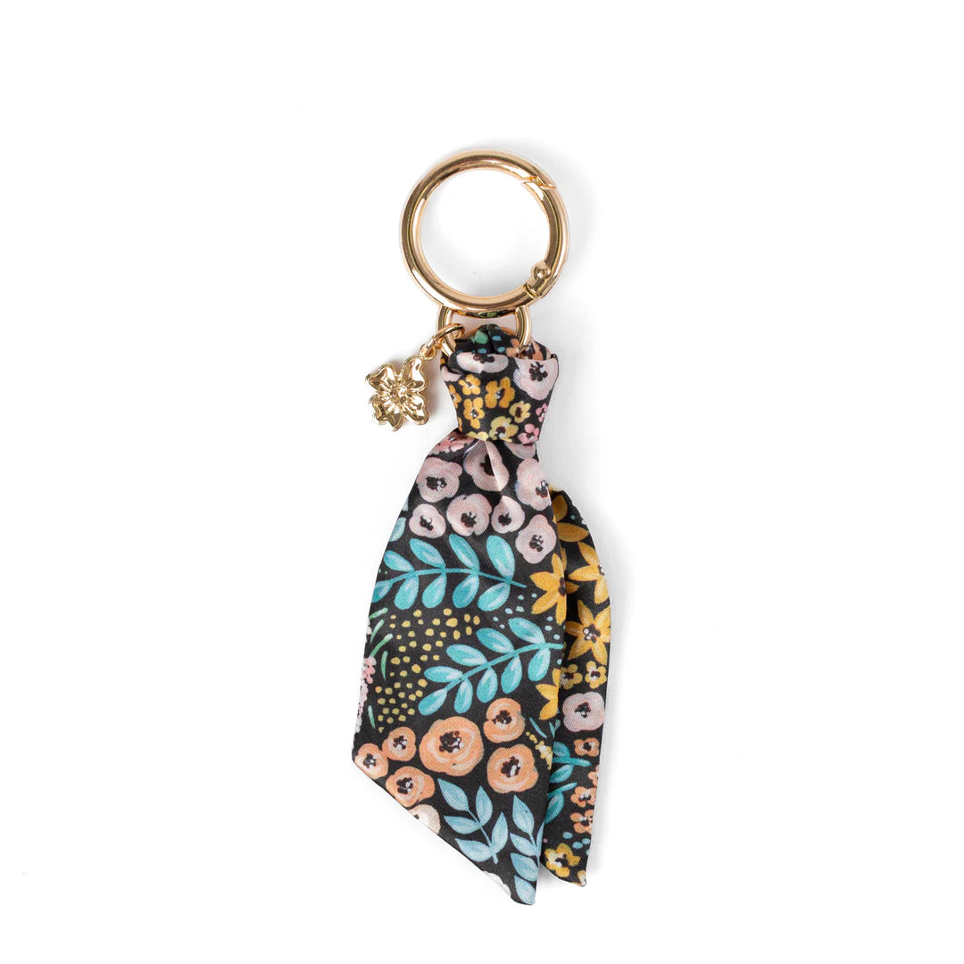 EB Black Floral Satin Keychain