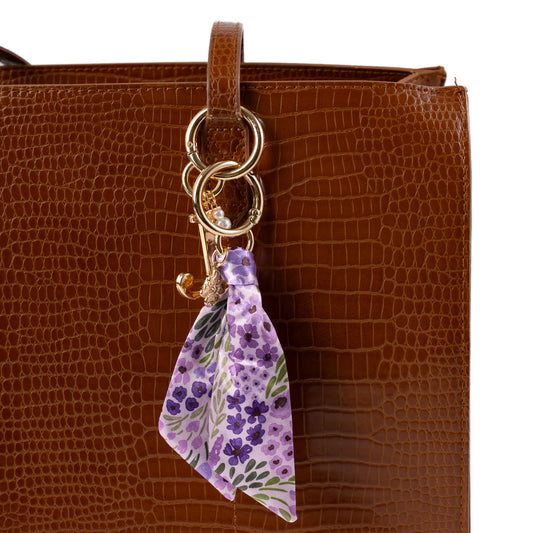 EB Lilac Floral Satin Keychain