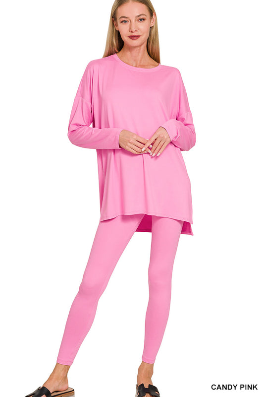 Zenana Brushed Microfiber Lounge Set